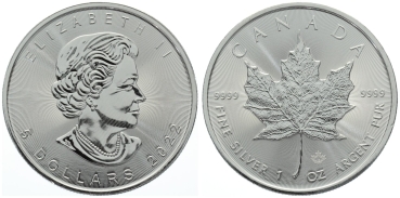 Kanada 5 Dollars 2022 Maple Leaf - 1 Unze Feinsilber